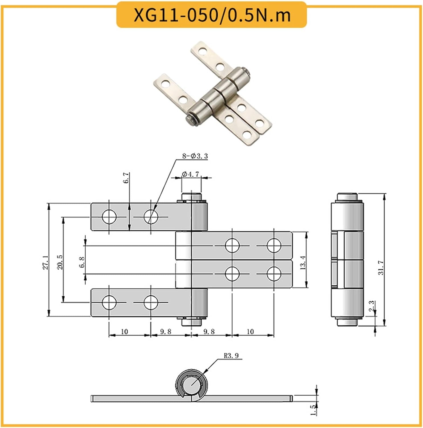 Stop The Small Damping Hinge At Will with 360 Degrees of Rotation Flip The Cover The Iron Hinge(HG305-4-0.5N.m)
