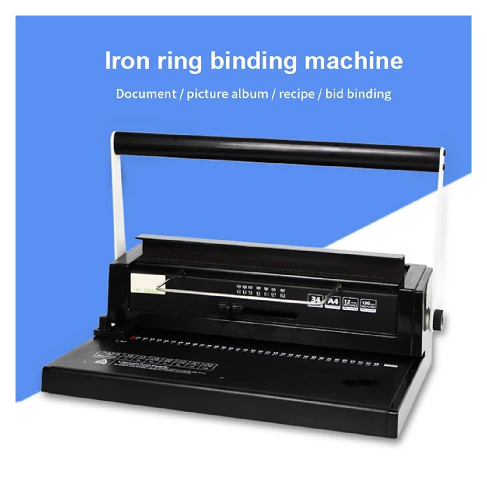 Rilegatrice Manuale a Filo Metallico, Perforatrice a 34 Fori per Rilegatura a Doppia Bobina e ad Anello con Capacità di Perforazione di 12 Fogli, Rilegatura da 120 Fogli, per Ufficio Scuola