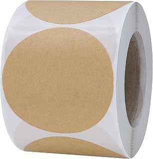 Hybsk 2" Round Brown Kraft Paper Stickers Packaging Sealing Total 300 Labels Per Roll (Kraft Paper)