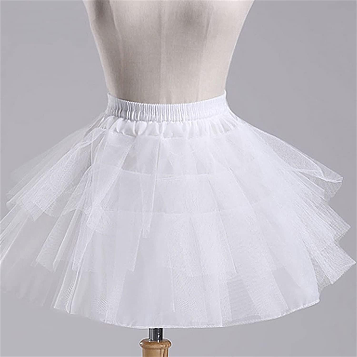 Enagua Crinolina 3 Aros Corto Flores Elástica Falda Vestido Novia Blanco 35CM