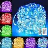 Ollny Rope Lights Outdoor Color Changing, 33FT 100 LED Waterproof String Lights with Remote, 16 Colors Fairy Rope Light for Indoor Bedroom Party Garden Wedding Holiday Decorations
