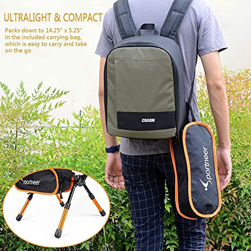 Sportneer Portable Lightweight Foldable Camping Chair Up to 150 kg for Backpacking/Hiking/Picnic/Fishing, orange, medium - Image 4