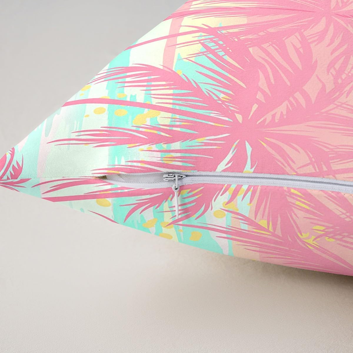 Feelyou Coconut Tree Cushion Case for Girls Boys Kids Palm Tree Decorative Pillowcase Pink Yellow Ombre Throw Pillow Covers 24"x24" Set of 2 Nature Plants Home Decor