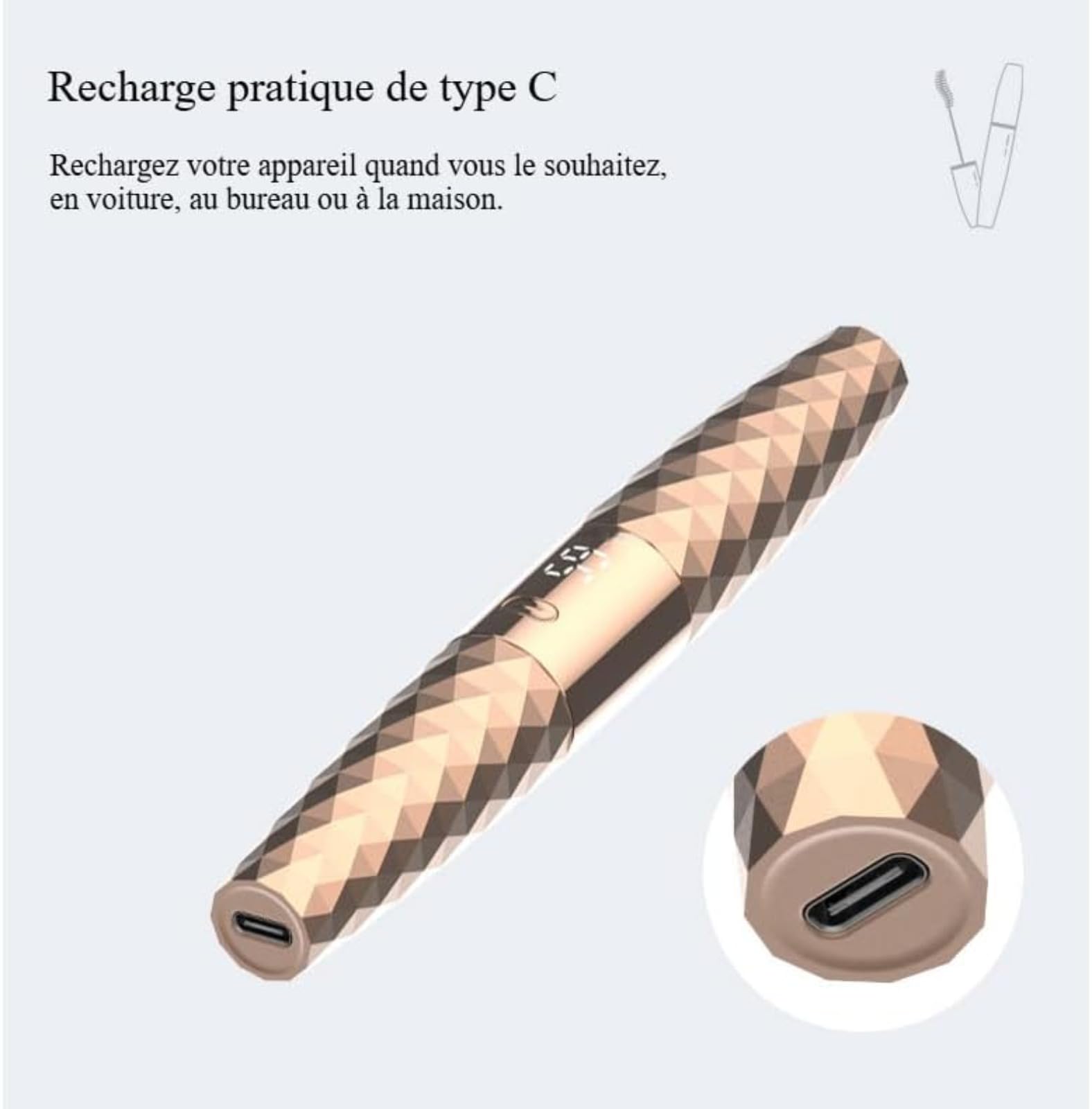 Niiky Beauty Recourbe-cils Chauffant NIIKY, Recourbe Cils Chauffant Électrique Brosse À Cils 3 Température, Rechargeable USB, Outil Beauté Portable Pour Boucles Naturelles (Or)