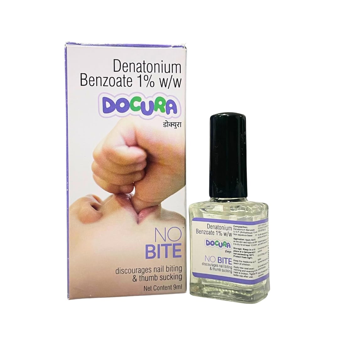 Docura No Bite | Thumb | Baby Nail Polish | Pediatrician Cured | Discourages Thumb Sucking and Nail Bite | Bitter Taste | 10ml