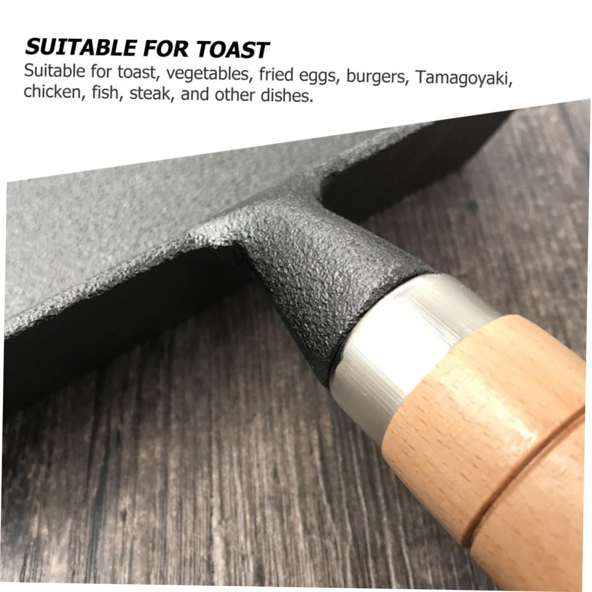 Gusseiserne Quadratische Pfanne für Omeletts und Eier Unbeschichtet Antihaftbeschichtet Holzgriff Multifunktional für Induktion und Grill