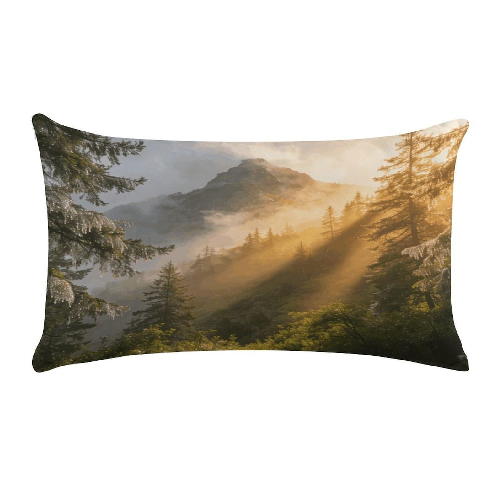 Fodpand Style Misty Forest Mountain Pillow Cases Set Of 1 Extra Soft Pillow Protectors With Hidden Zipper Perfect For Hotels, Guest Rooms,Bedroom 12X20 Inches Pillows Not Included