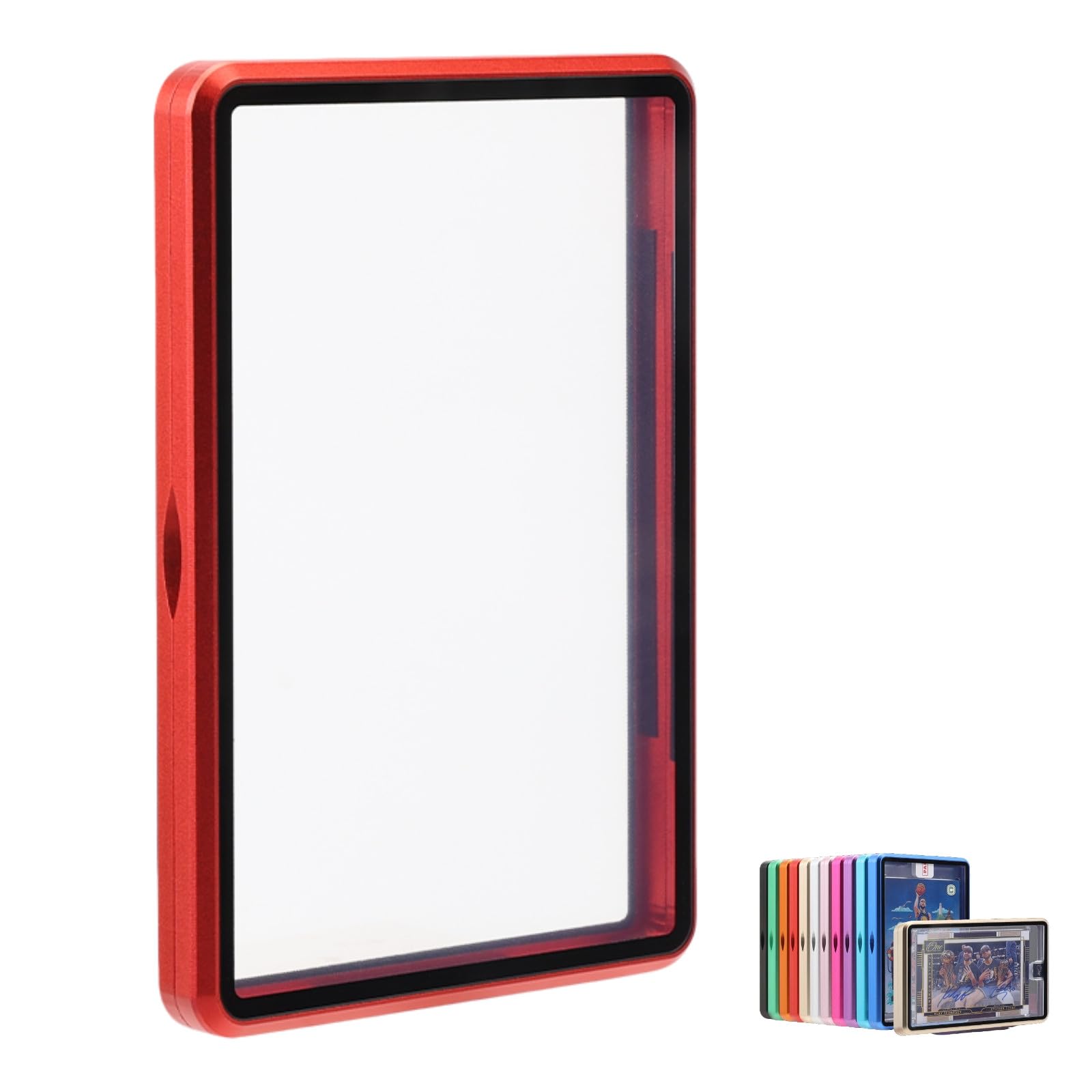 Metal Slab Protector Fits Ungraded Original Sealed Card - UV Resistant- Aluminum Frame Magnetic Closure Bumper Case for Sports & Gaming Cards (Red,35PT~55PT)