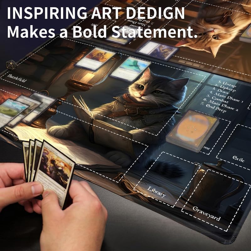 Miniatura 2 de Tapete de juego de 24 x 14 pulgadas, tapete mágico de mesa para tarjetas MTGTCG, juego de cartas intercambiables, alfombrillas de juego cosidas,