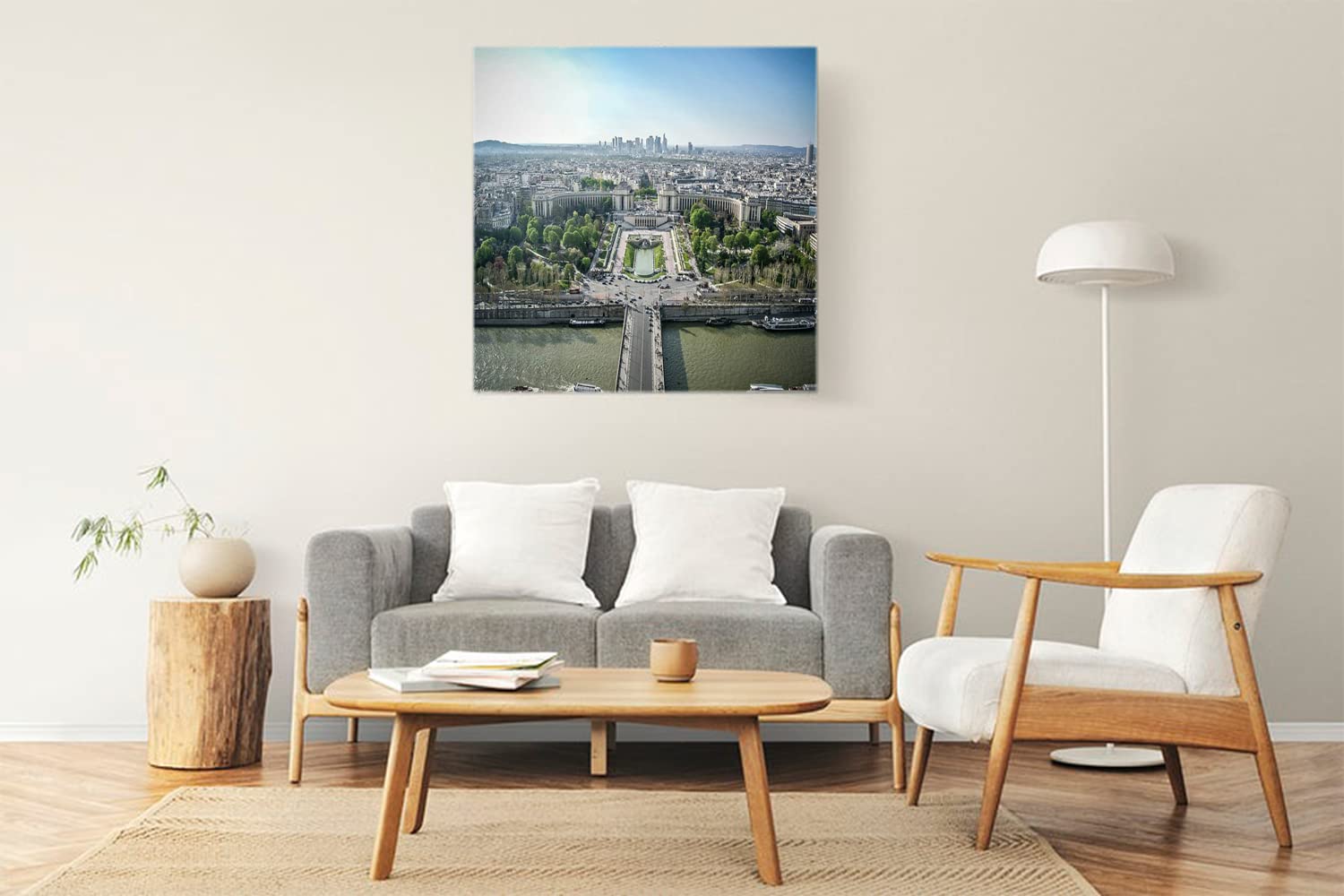 VERRE ART Wood Framed Canvas - Wall Decor for Living Room, Bedroom, Office, Hotels, Drawing Room (22in X22in) - Trocadero Gardens Paris