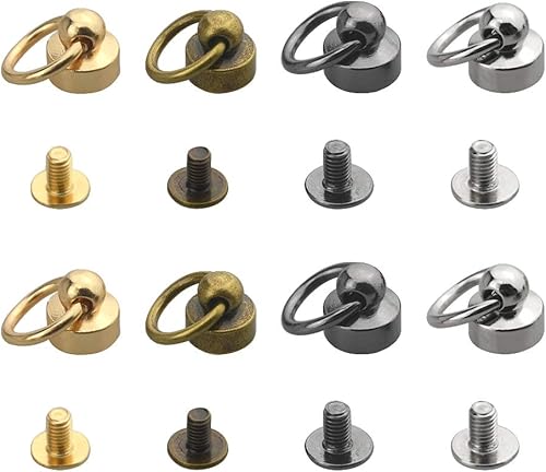 XINGYHENG 40 remaches de cabeza redonda de 4 colores de 0.315 pulgadas (0.315 in), remaches de cuero para manualidades con anillo de tracción, kit