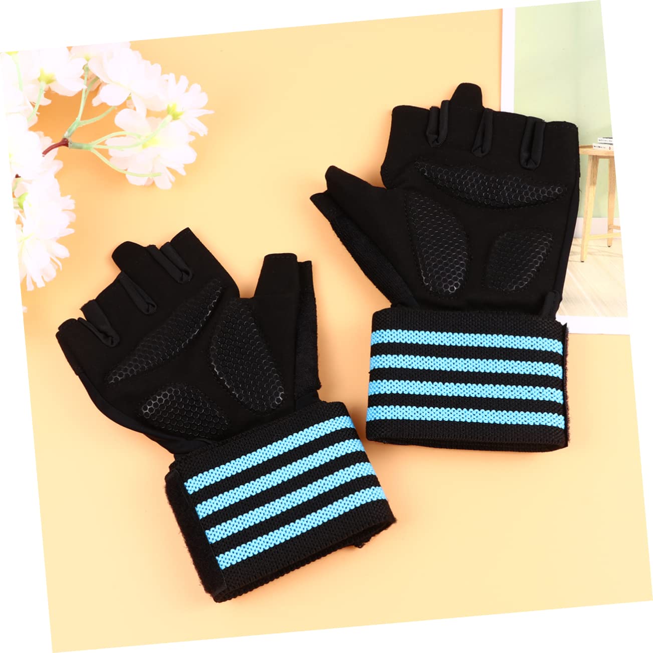 Housoutil 2pares Guantes De Entrenamiento Deportivos Antideslizantes para Musculación Media Dedos Soporte De Muñeca Transpirables y Cómodos para Levantamiento De Pesas y Entrenamiento De
