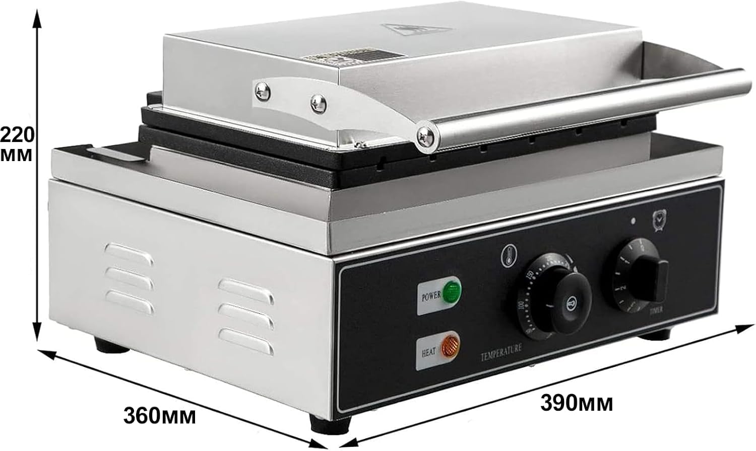 Sprzęt do grillowania kanapek do użytku komercyjnego, termostat i timer z ręczną regulacją, do panini, burgerów, kanapek i innych dań