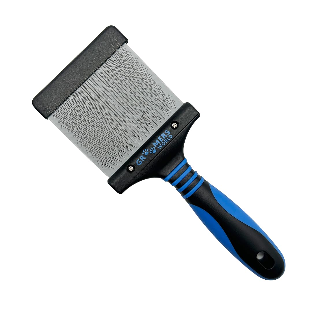 Groomers World - Medium Flexi Slicker Brush - Suitable for Puppies, Soft, Fine, & Silk Coats - Large