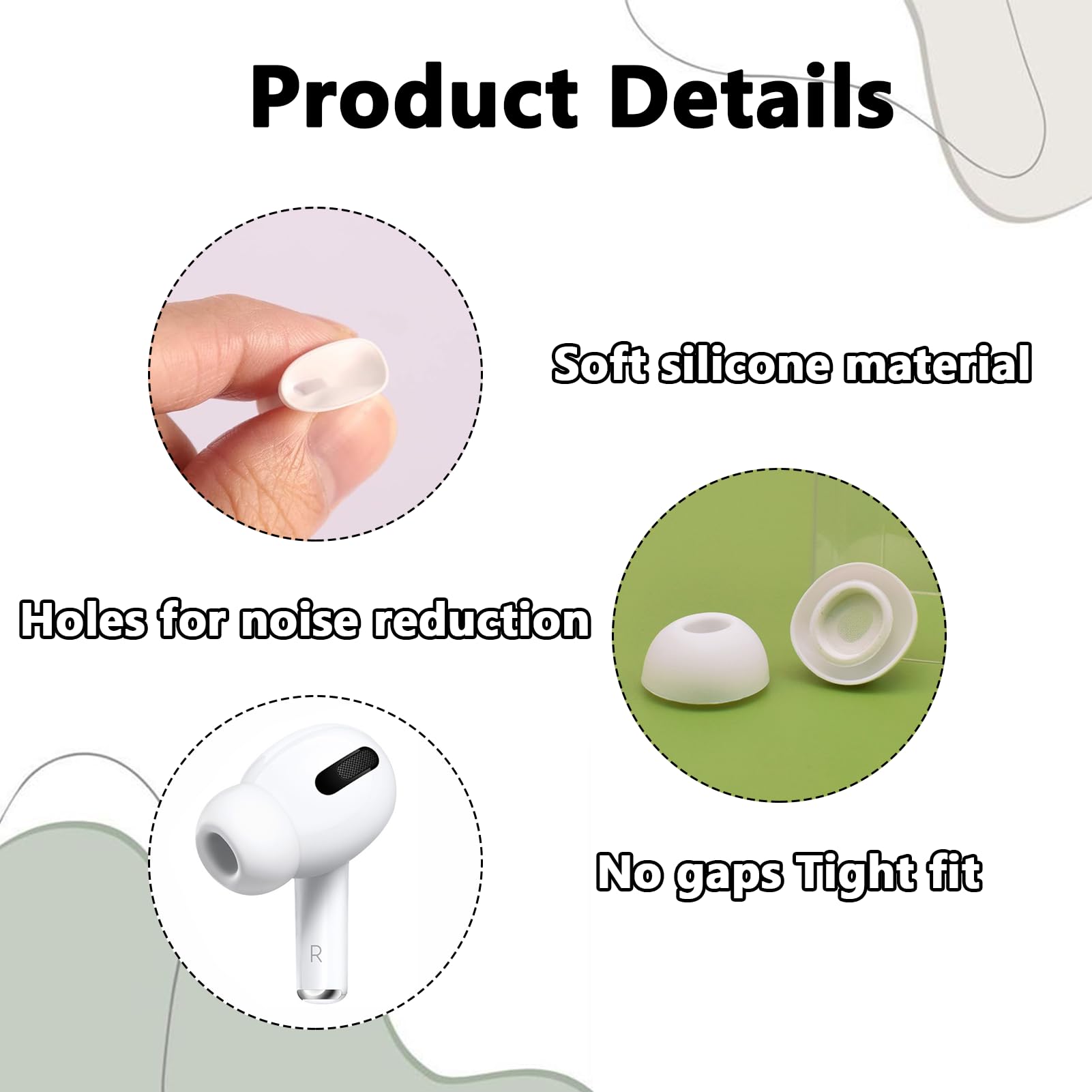 HEEKIM Lot De 3 Paires D'embouts Pour Airpods Pro/Airpods Pro 2 Avec Trou Pour La Réduction Du Bruit, écouteurs De Rechange Portables Adaptés Au Boîtier De Charge (S/M/L