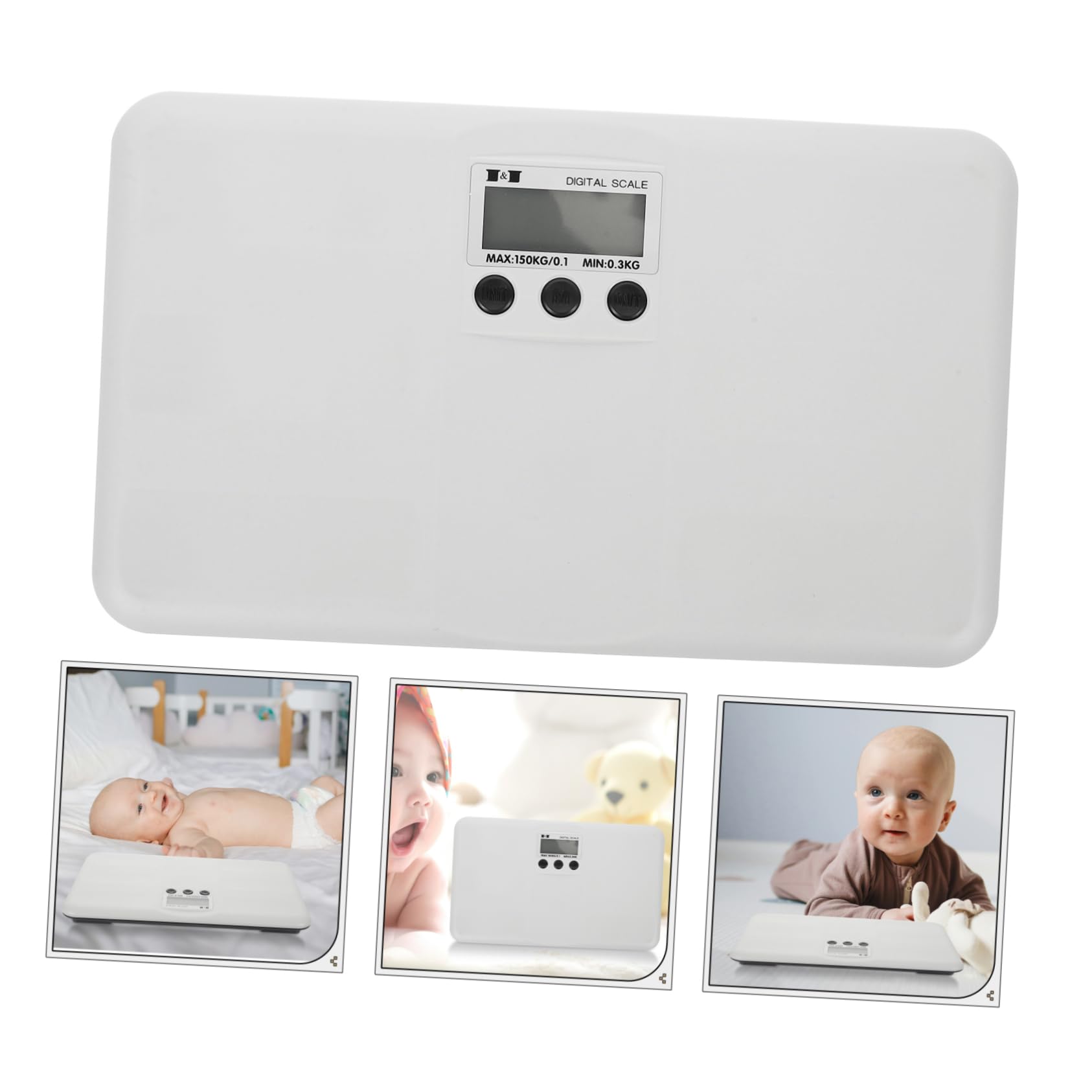 KOMBIUDA Elektronische Gewichtswaage Haustierwaage und Kunststoff Babywaage aus Digitale mit 150kg Kapazität und Flachem Design für Gebrauch zu Hause
