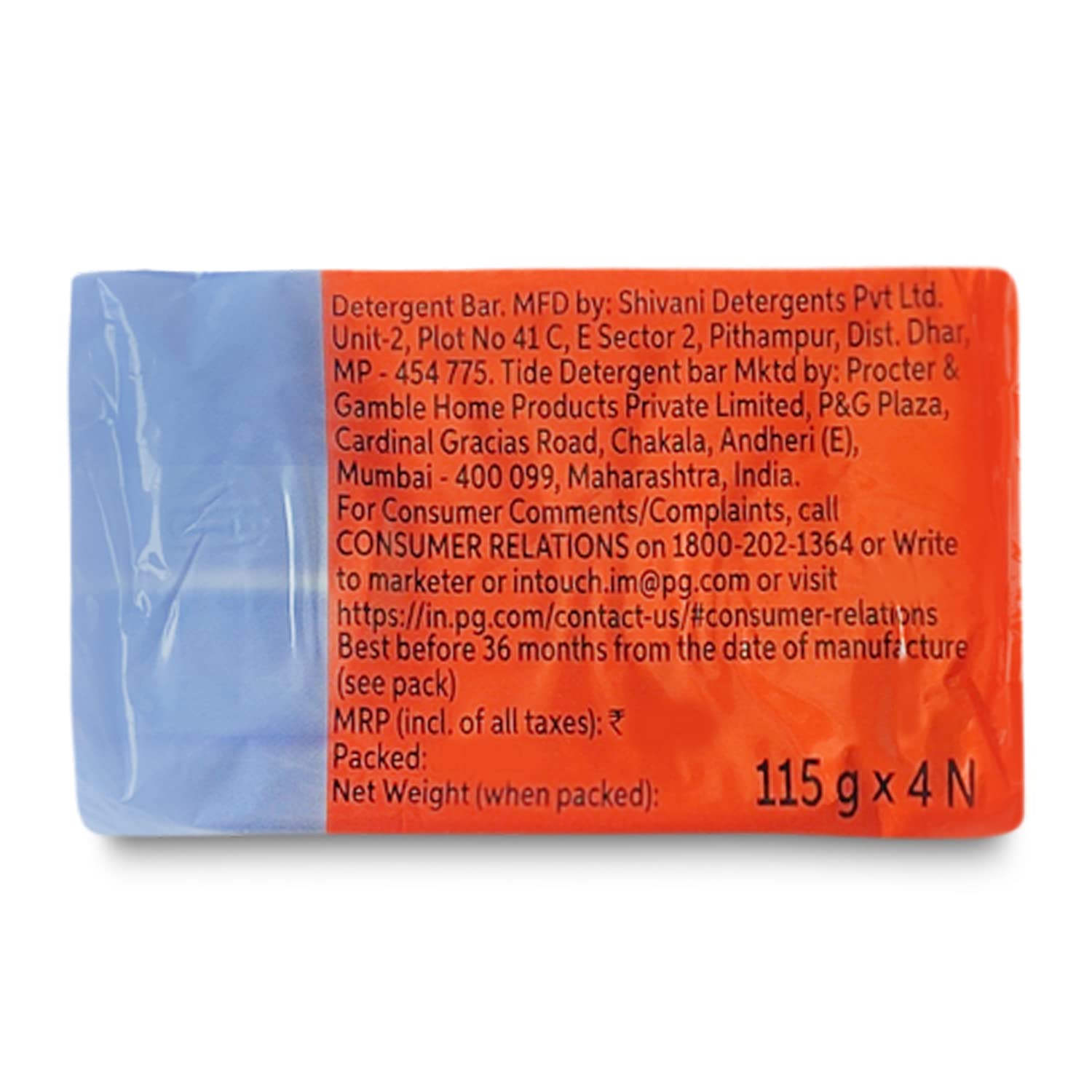 Tide Blue Detergent Bar Multipack (115G x 4) 3 + 1 Free 460 gm Bar - Image 3 thumbnail