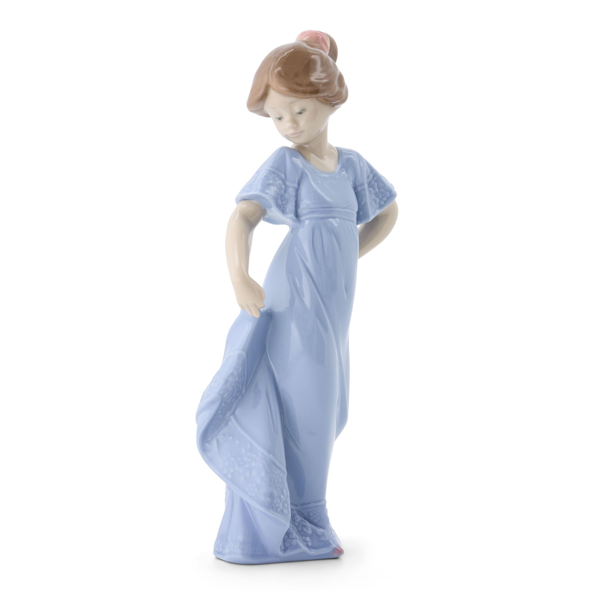 NAO How Pretty! Edición Especial. Figura Decorativa de Porcelana Brillo. Figurita Ornamental de Niña con Camisón en Tonos Pastel para Decoración del Hogar
