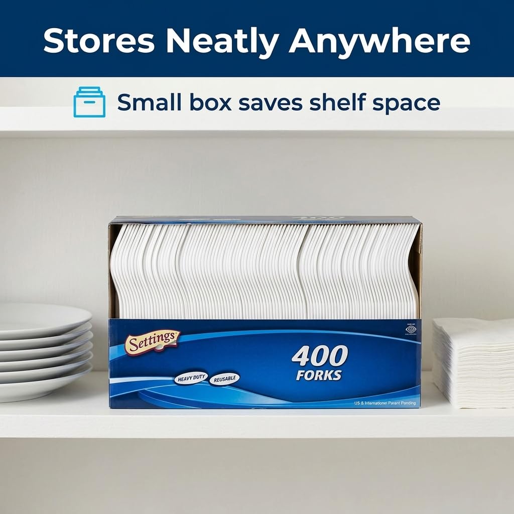 Heavy Duty Disposable White Forks - 400 Pack -6