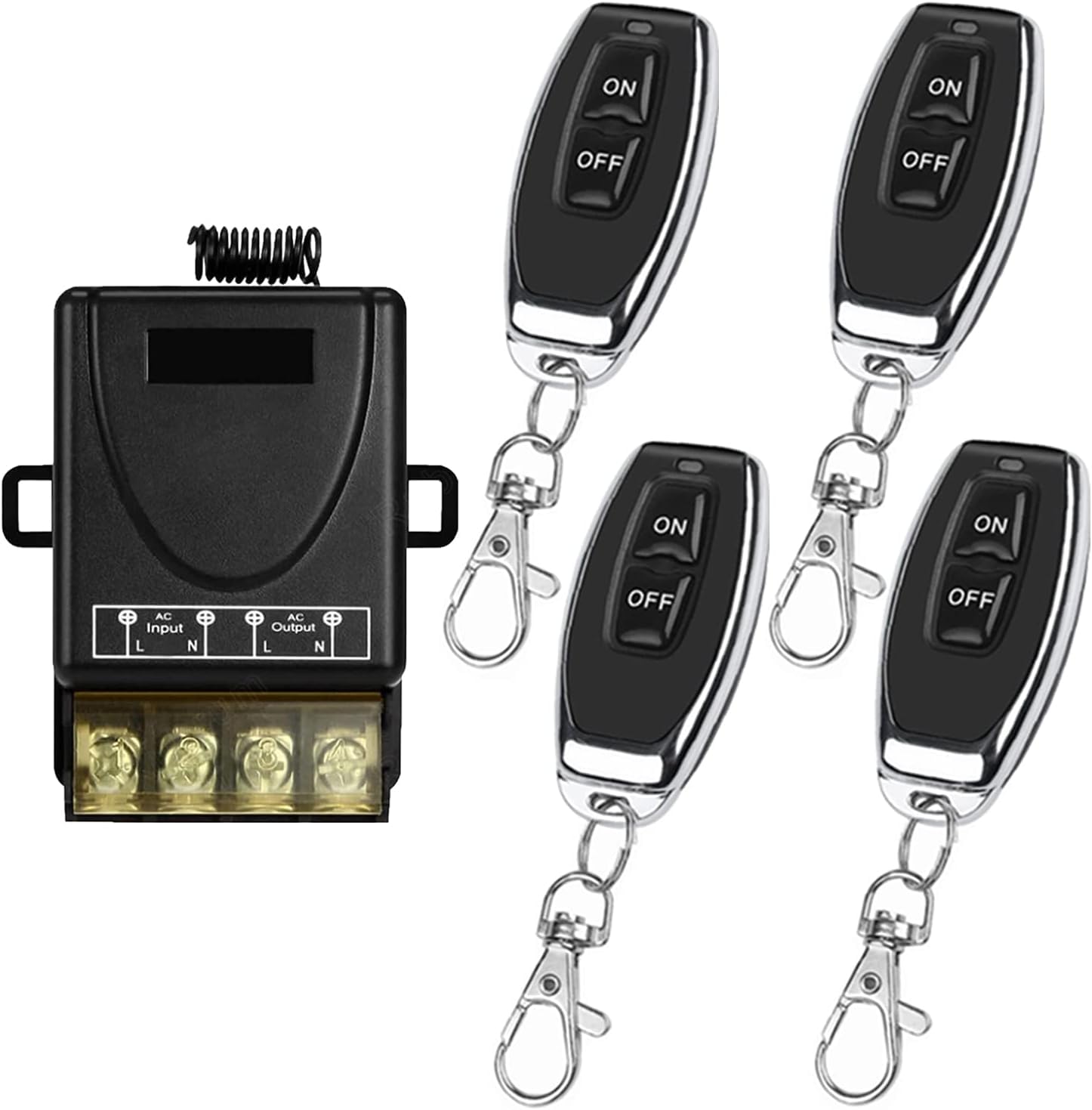 QIACHIP Interruptor de Control Remoto inalámbrico Control de Radio 433 MHz AC 220V 240V 30A Controlador de relé con 4 transmisores, para Bomba de luz, electrodomésticos