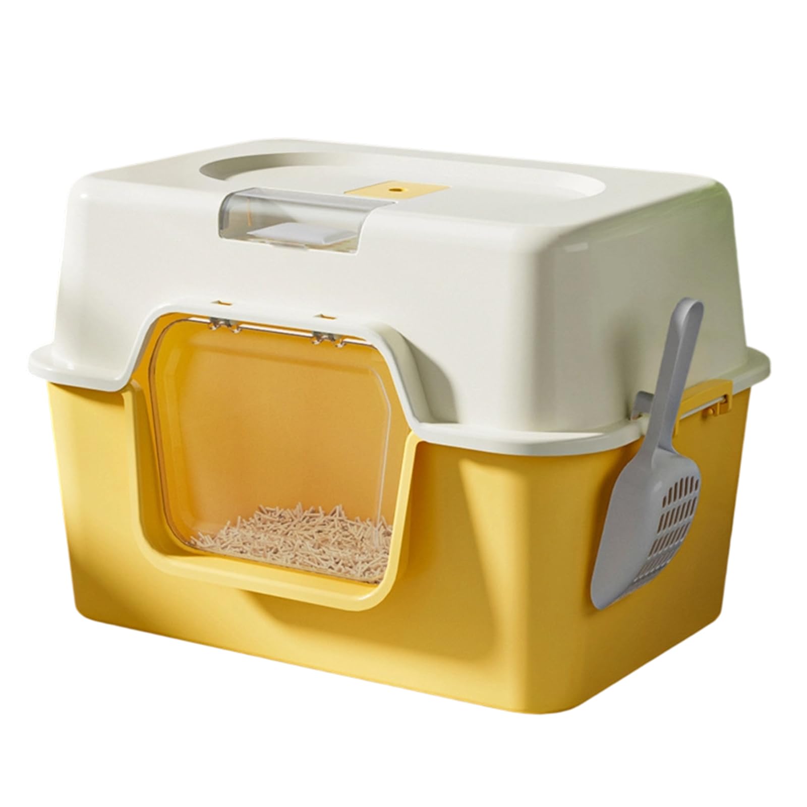 Caja de arena para gatos, conejos, control de olores, no se pega, superficies lisas, contenedor de arena cerrado, bandeja de doble capa para gatos
