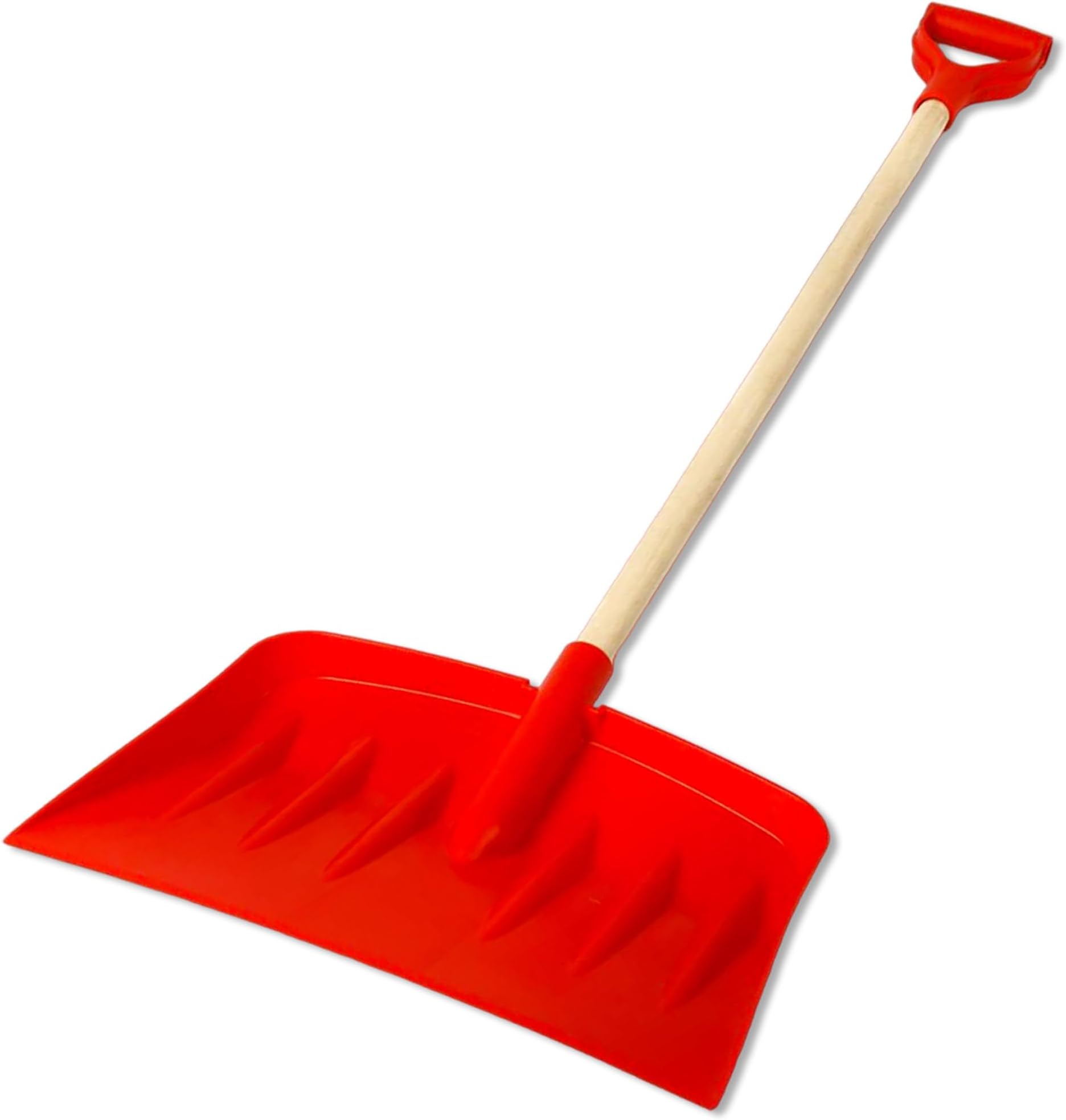 – EarlyGrow 42.5cm Heavy-Duty Wide Snow Shovel Plastic Head Pusher 120cm Long Wooden Handle and D Handle Multipurpose Plastic Shovel for Snow, Waste, Leaves and Garden Debris