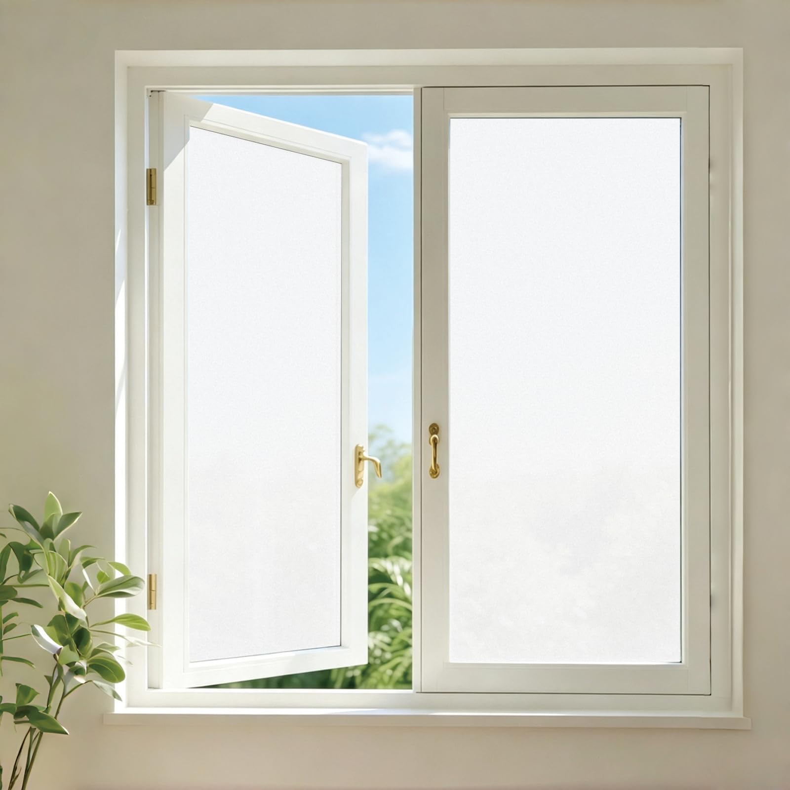 Window Privacy Film 65 x 260 cm Blocks UV Static Cling No Glue Removable Heat Cotrol, Privacy Protection, Self-Adhesive Film for Bathroom, White frosted