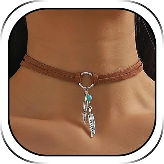Roe Dolph Boho Necklaces for Women Trendy Western Country Concert Outfits Accessories Brown Suede Choker Necklace Layered Leather Necklaces Boho Western Jewelry Cowboy Cowgirl Outfits Jewelry