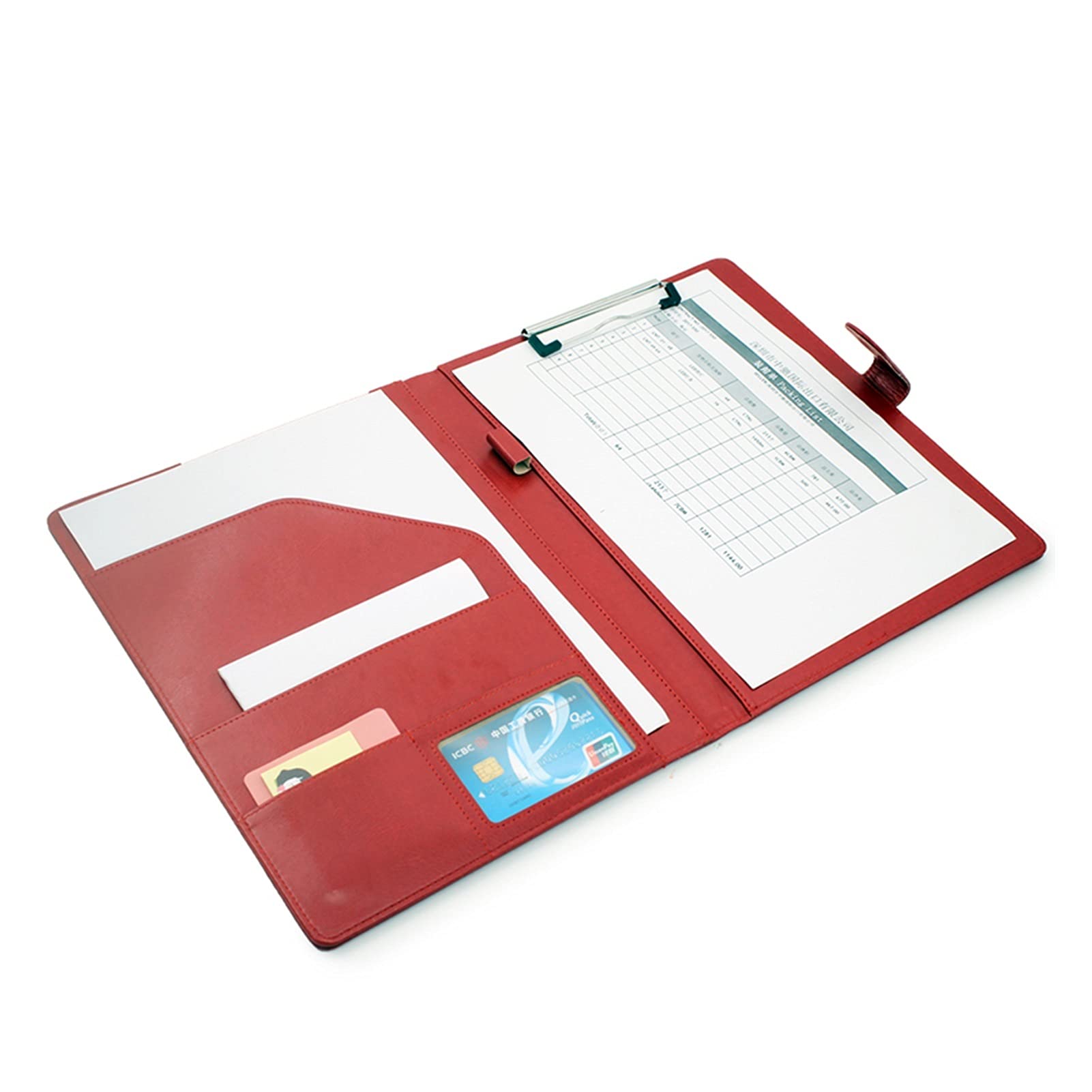 Buste per archiviazione Appunti Cartella portafoglio multi-funzione Pelle Organizzatore in pelle Stupy Office Manager clip Scrittura Pads Contratto di carta legale Cartelle di plastica (Color : Bruin