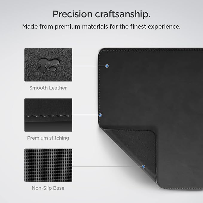 Spigen Desk Pad 35.4" x 15.7" Base Antideslizante, Negro (Magnético) miniatura 7