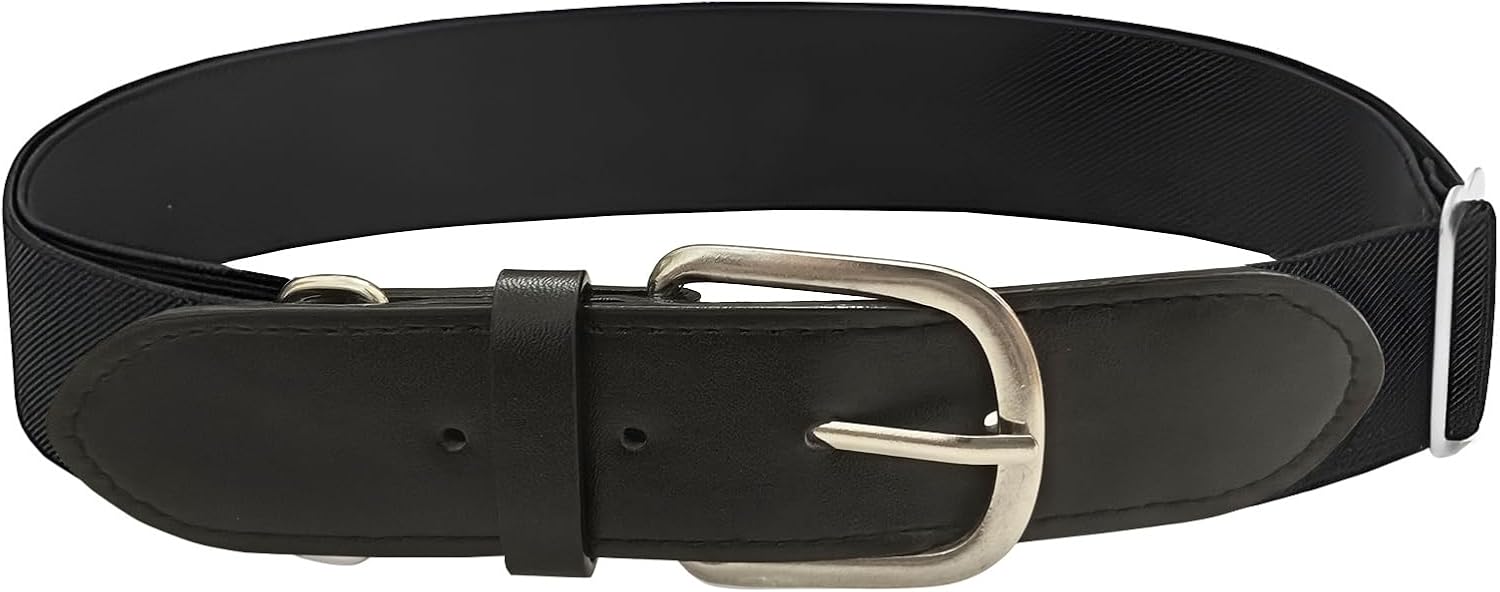 Baseball Softball Belt for Boys Girls Elastic Adjustable Uniform Fastpitch Belts Unisex Youth Size Comfort Fit Black