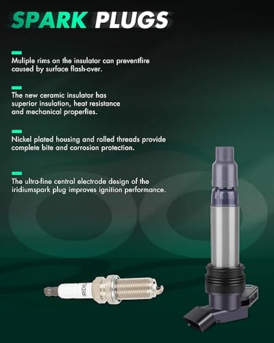 Vista 1017 de SCITOO 1 bobinas de encendido con 4 bujías de iridio para Chevrolet 2011-2015 Cruze 1.4L 2016 Cruze Limited 1.4L 2012-2020 Sonic 1.4L 2013-2021 Trax