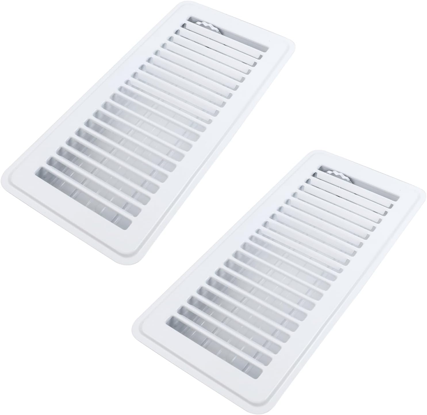 2 Pack 4" x 10" Air Floor Vents Register Covers Adjustable Vent Deflectors for Home Office Ceiling Sidewall Room Floor, White