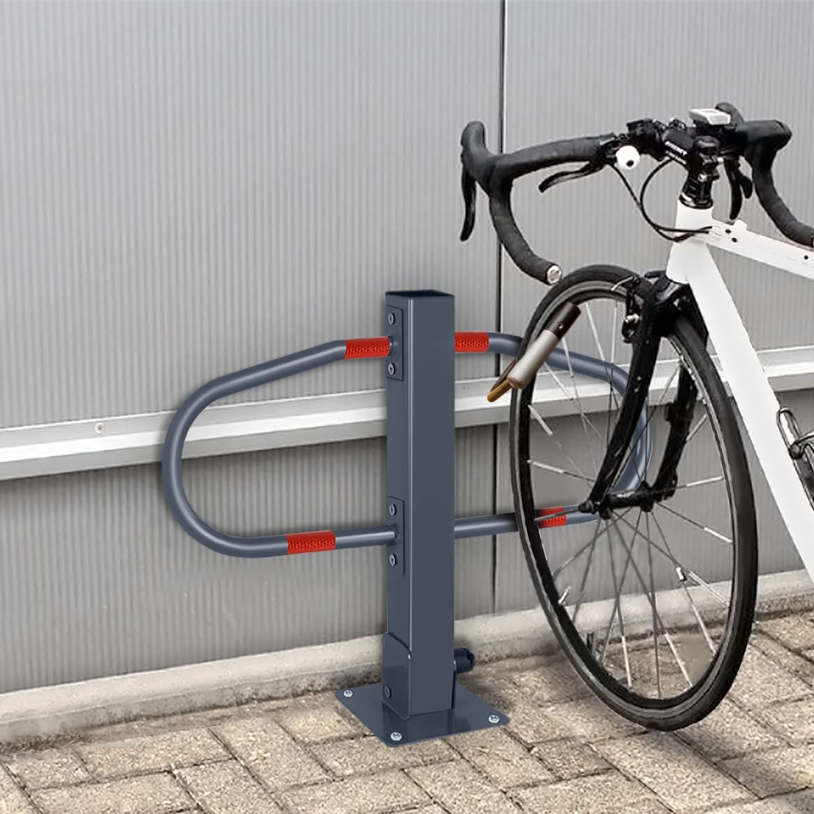 YRHome Klappbar Parkplatzbügel Parkplatzsperre aus verzinktes Stahl Absperrpfosten 51 x 73 x 18 cm mit 4 Schlüssel Sperrbügel Parkbügel Poller abschließbar für PKWs (2 Pfosten)