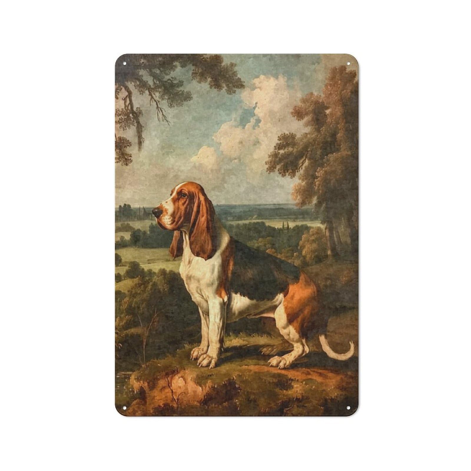 Junmoney Basset Hound Vintage Oil Rustic Metal Wall Sign 30X20cm For Café Or Restaurant, Gift Idea At Christmas For Café Owners And Decorators