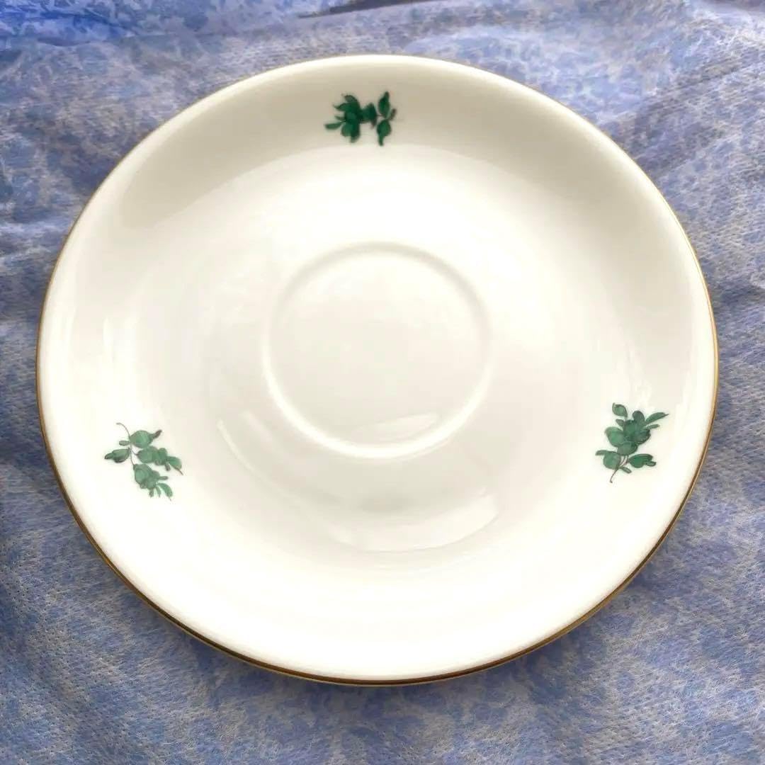 未使用近✨アウガルテン マリアテレジア 19cm皿 プレート グリーン 花 2枚 未使用近✨アウガルテン マリアテレジア 19cm皿 プレート グリーン 花