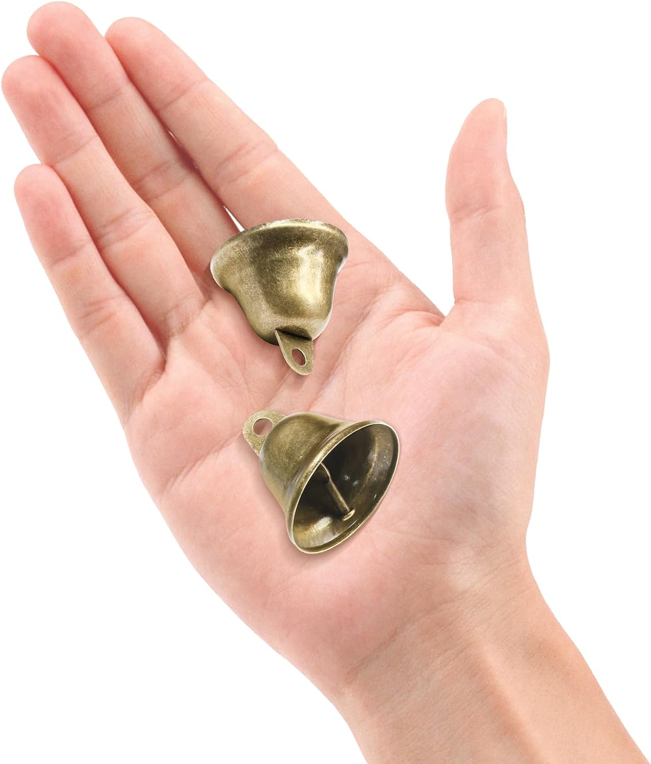 Jiozermi 24 Pcs Samll Jingle Bells, Brass Bell Craft Bells Cow Bell for DIY Crafting Christmas Tree Wedding Decoration Dog Potty Training Pet Wind Chime Making
