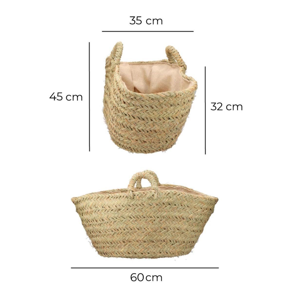 EDM Cesta para leña Esparto 60 x 35 x 45 cm 60 x 45 x 35 cm Oval - Marca Product - EAN: 8425998742381