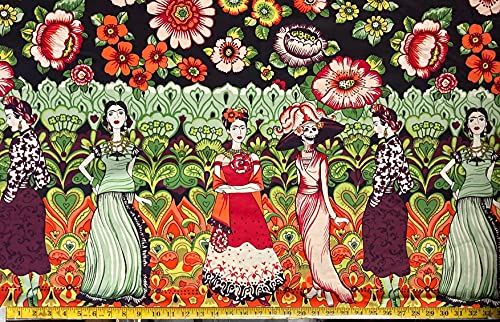 Frida la Catrina Eggplant Alexander Henry Fabric -...