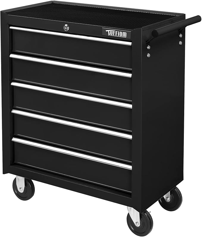 TUFFIOM 5-Drawer Rolling Tool Chest w/Drawers & Lock
