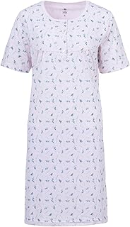 Camisón de manga corta para mujer, diseño de ramas, botones M-6XL, con botones, color: rosa, talla: 3XL, Rosa., XXXL