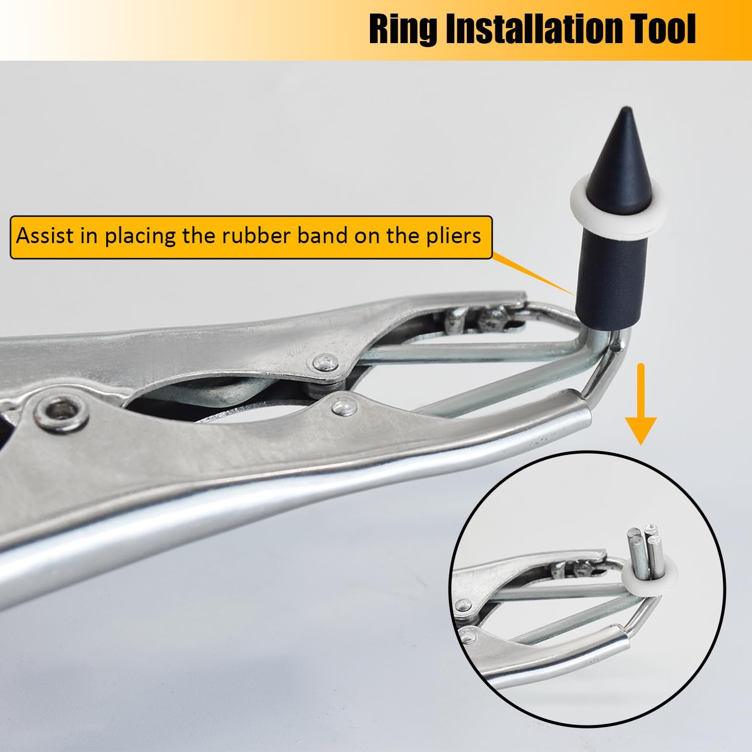 Goat Banding Kit, Stainless Steel Bander Snap Pliers with 70Pcs 2 Sizes Rings, Ring Installation Tool, Balloon Expander Pliers Tool thumbnail