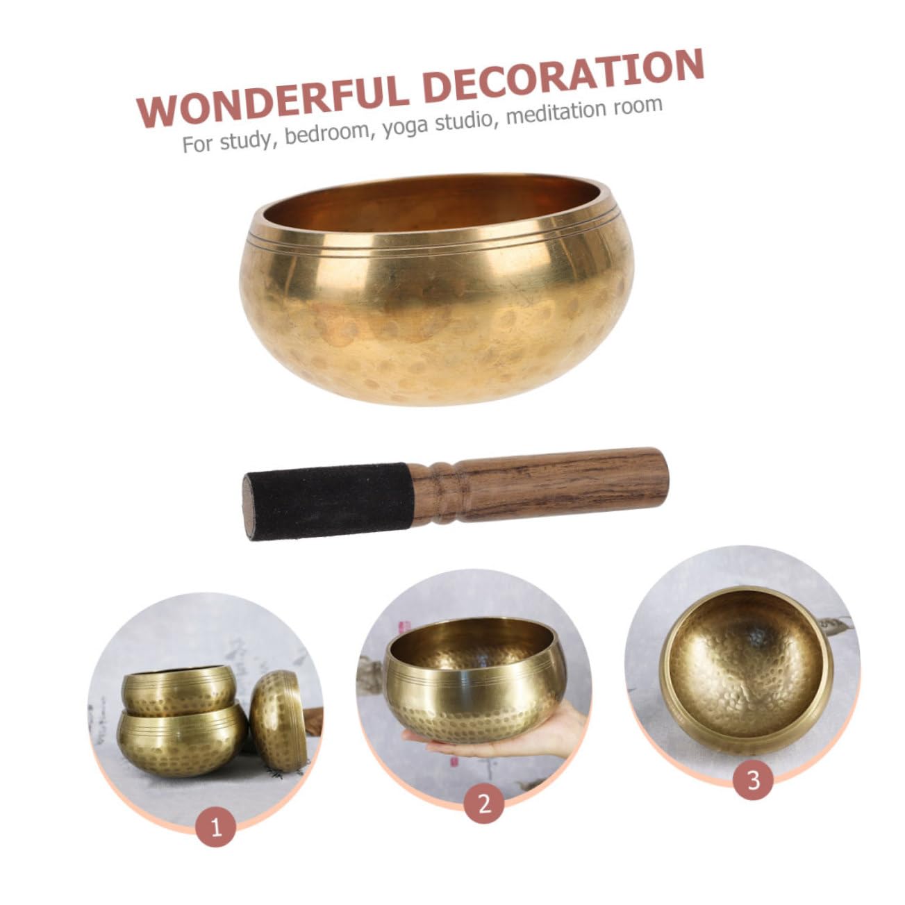 4 Sets Buddha-Klangschale, Achtsamkeitsschale, heilende Klangschale, Himalaya-Klangschalen, Entspannungs-Klangschale, heilende Klangschale, Meditations-Klangschale, Tibet-Yoga-Stick