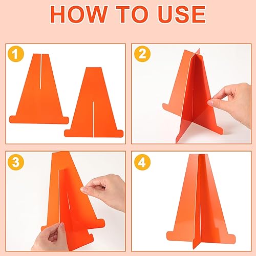 Miniatura 3 de 8 centros de mesa de autos de carreras para mesas, conos pequeños de tráfico naranjas de 7 pulgadas, suministros de fiesta de cumpleaños de