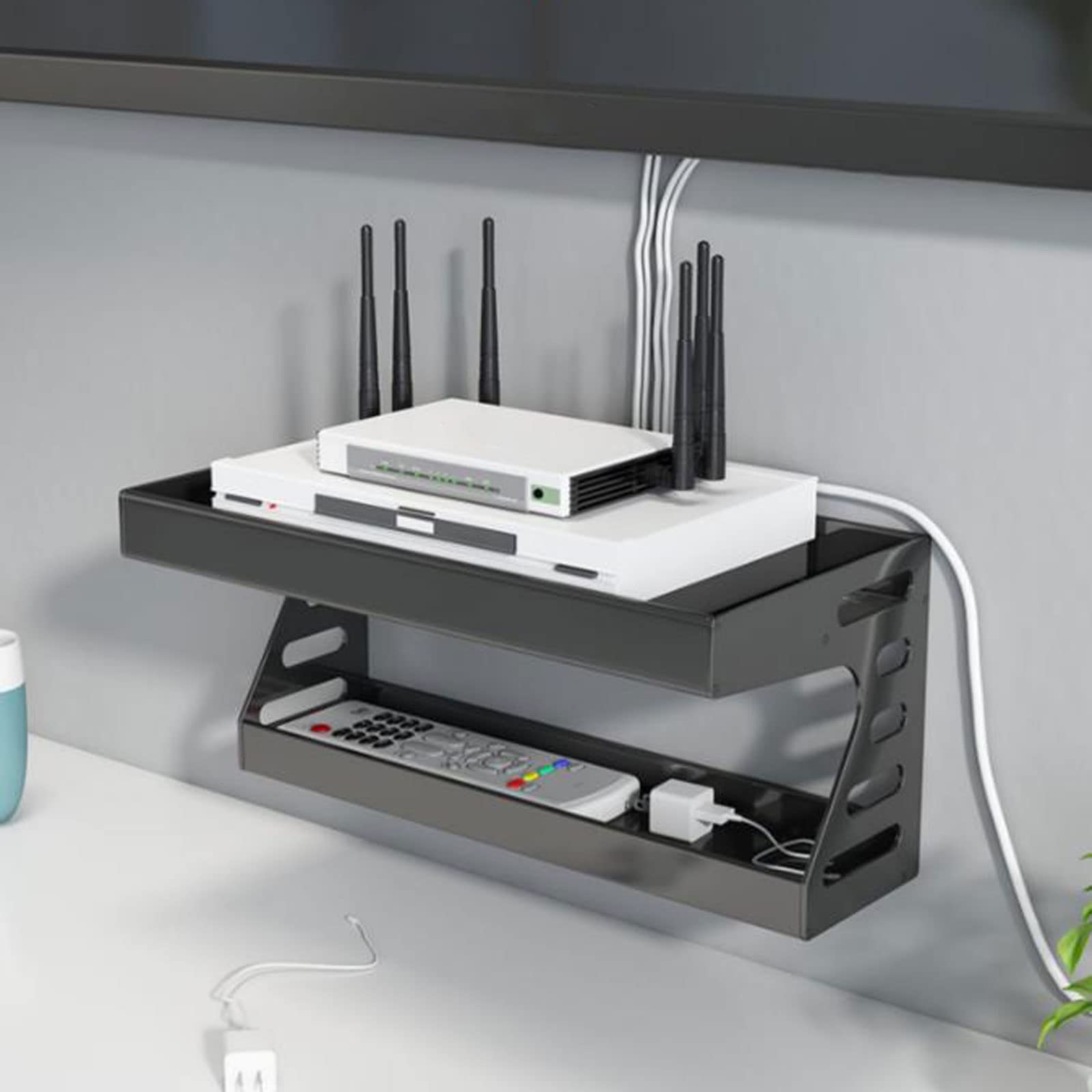 Mobile TV da parete Scaffale da parete Scaffale galleggiante Consolle TV Supporti TV Set-top box Scaffale del router Scaffale espositivo Staffa di ricarica per telefono cellulare Mensola da comodino