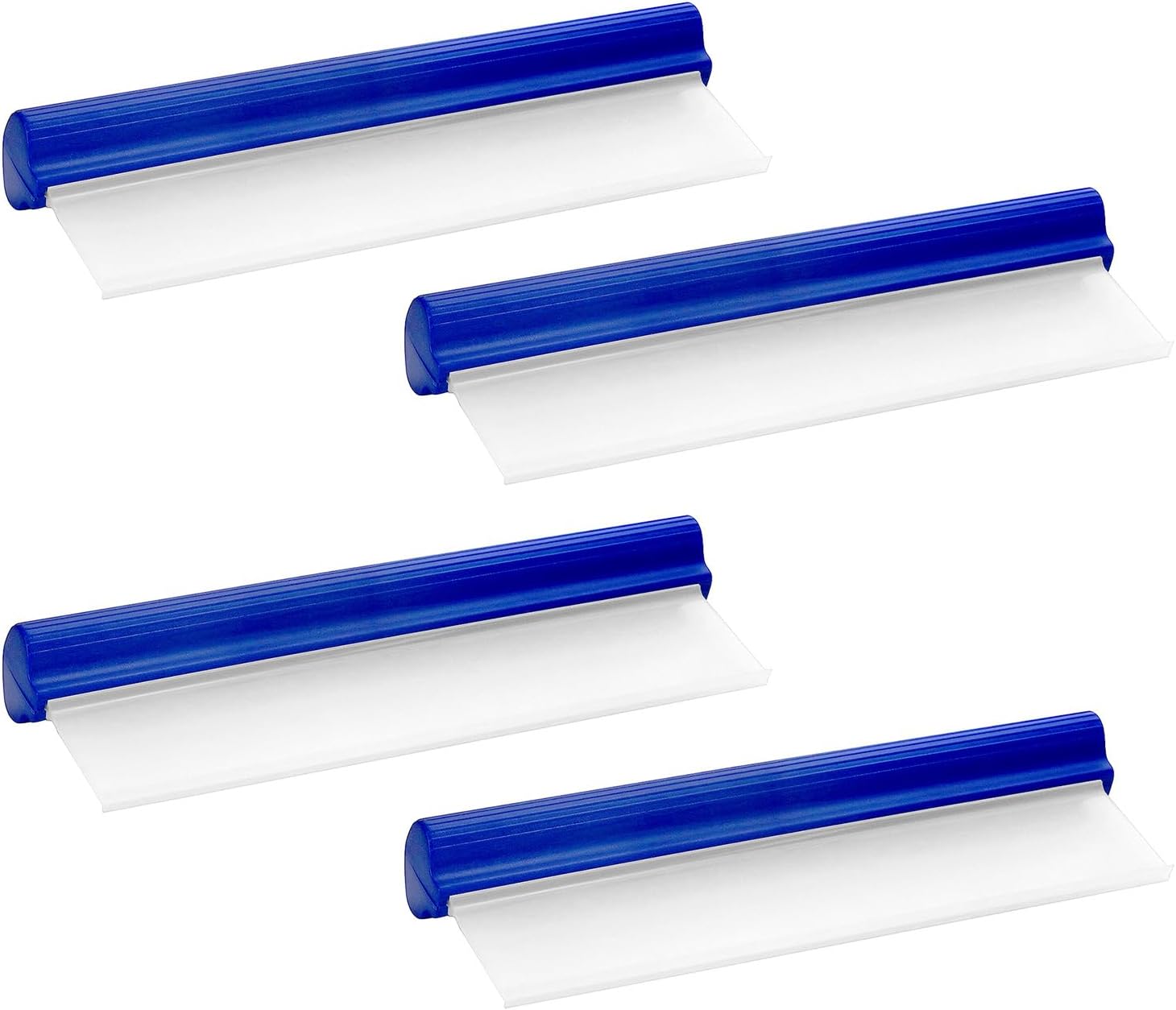 QWORK Car Squeegee, 4 Pack 12 inch Flexible Car Water Scraper Tool Silicone Window Squeegee for Washing & Wiping Glass, Mirror & Shower Doors, Blue