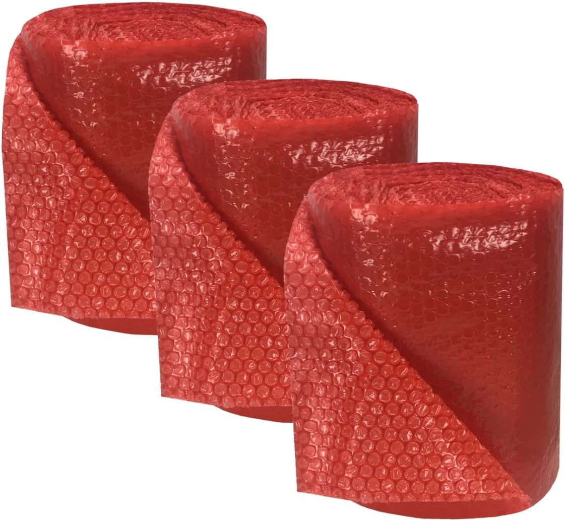 UBMOVE Small Red Bubble Cushioning Roll Size 3/16" Bubbles 12" x 175'