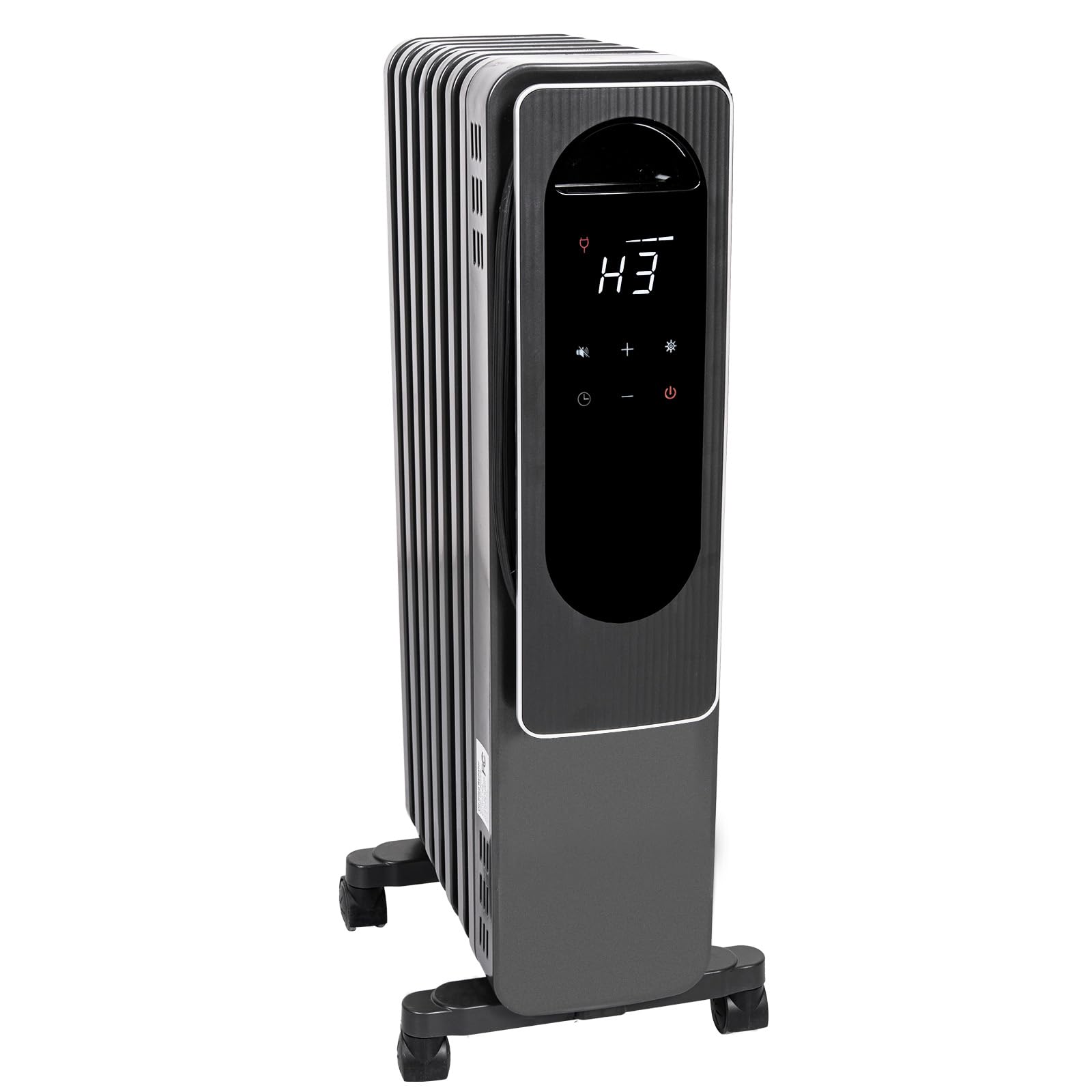 Hykolity Oil Filled Radiator Heater, 1500W Electric Space Heater for Large Room, 7 M-Shaped Fins, ECO, 24H Timer, Digital Thermostat, Power Memory, Overheat & Tip-Over Protection, Home Office