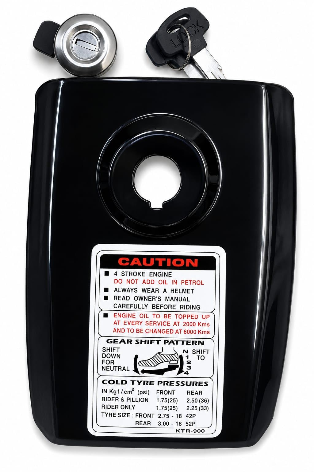 Fuel Tank Plate with Lock for Hero Splendor Plus | Black Fuel Tank Lid Cover Assembly | Durable Metal Tank Plate with Lock & Keys | Replacement Spare Part | Pack of 1-image-27