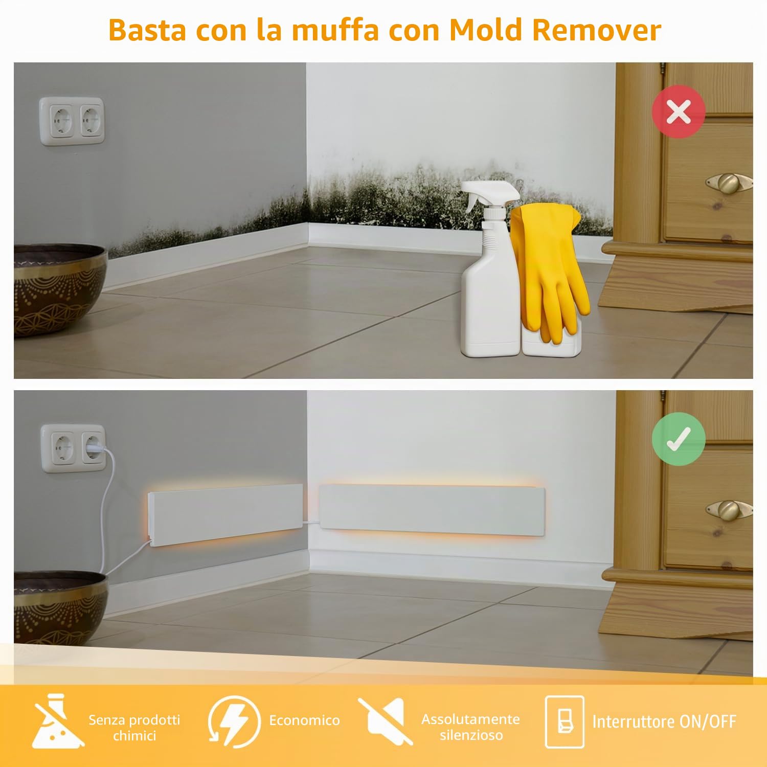 Northpoint 2 x rimozione di muffa elettrica a infrarossi antimuffa per parete e bagno